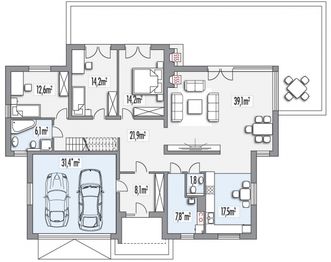 Parter projektu - Agatka A 2-garaże