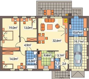 Parter projektu - Wojtek 2 wersja B z pojedynczym gar. paliwo stałe