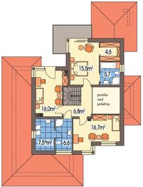 Piętro 1 projektu - Carmen Magdalena wersja A z piwnicą paliwo stałe
