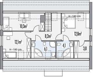 Poddasze projektu - Vikki A 2-garaże
