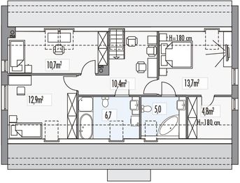 Poddasze projektu - Vincent A 2-garaże