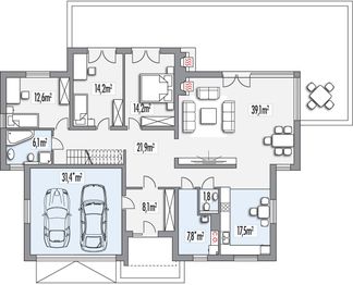 Parter projektu - Agatka paliwo stałe wersja B dach 32 stopnie
