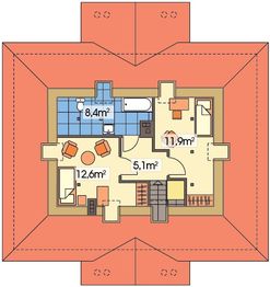Poddasze projektu - Leokadia wersja B z pojedynczym garażem