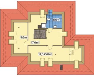Poddasze projektu - Akacja 2 wersja B z poj. garażem paliwo stałe