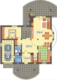 Parter projektu - Telimena wersja A z pojedynczym garażem