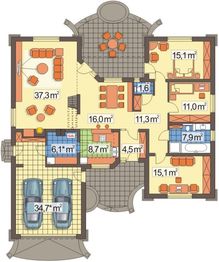 Parter projektu - Oliwka wersja B z podwójnym garażem