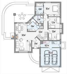 Parter projektu - Lawenda A 2-garaże