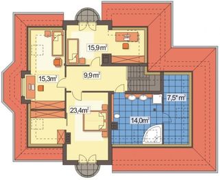 Poddasze projektu - Rumianek 2A 2 garaże