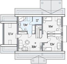 Poddasze projektu - Jagódka B garaż