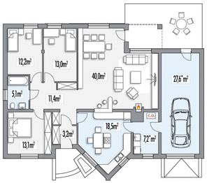 Parter projektu - Irys B garaż