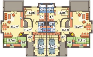 Parter projektu - Cynamon wersja A 1-rodzinny 2-lokalowy