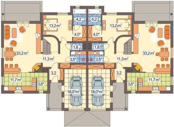 Parter projektu - Cynamon wersja B bez wykusza z daszkami