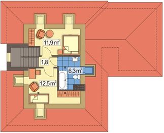 Poddasze projektu - Irena wersja B z pojedynczym garażem