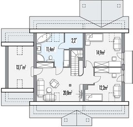 Poddasze projektu - Jagódka B garaż PS