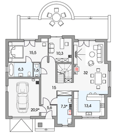 Parter projektu - Kalina 2A garaż