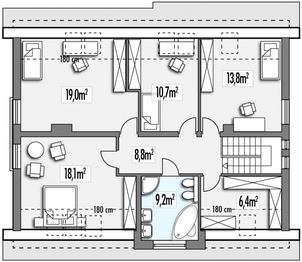 Poddasze projektu - Aster B 2-garaże