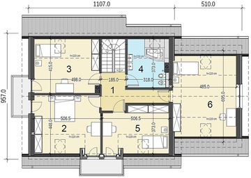Poddasze projektu - Sowa 6 z garażem 2-st.