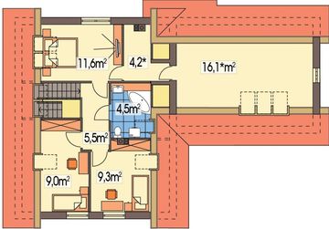 Poddasze projektu - Sosenka 2 wersja B paliwo stałe
