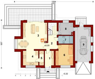 Parter projektu - Sowa 3 z garażem
