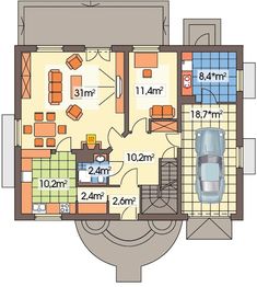 Parter projektu - Tymek paliwo stałe wersja C z poj. gar. ścianką kolankową i piwnicą