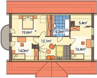 Poddasze projektu - Tymek paliwo stałe wersja C z poj. gar. ścianką kolankową i piwnicą