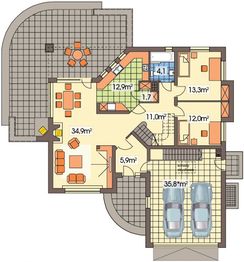 Parter projektu - Lawenda 2A P 2-garaże