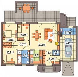 Parter projektu - Emma 2 paliwo stałe wersja A pojedynczy garaż