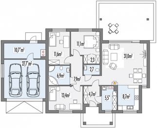 Parter projektu - Antek C 2-garaże PS