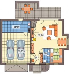 Parter projektu - Scarlet B 2-garaże