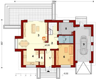 Parter projektu - Sowa 7 z garażem
