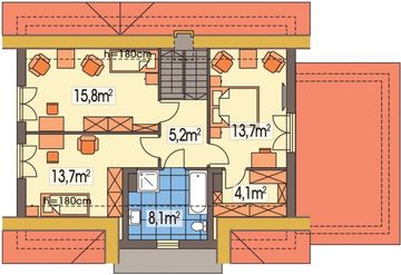 Poddasze projektu - Maria wersja B z garażem paliwo stałe