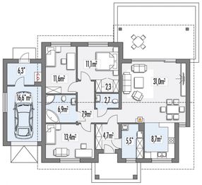Parter projektu - Antek 2B garaż PS