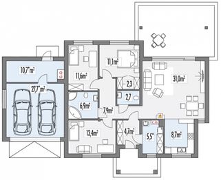 Parter projektu - Antek 2C 2-garaże PS