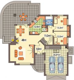 Parter projektu - Lawenda 2B P 2-garaże
