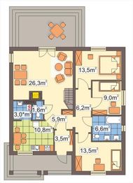Parter projektu - Asia wersja C z kalenicą, bez garażu