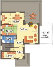 Parter projektu - Borys wersja B z pojedynczym garażem
