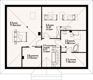 Poddasze projektu - Dębina 13 dws