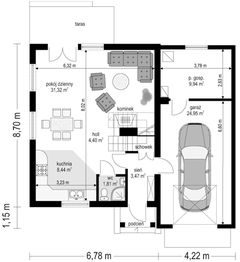 Parter projektu - D03 z garażem