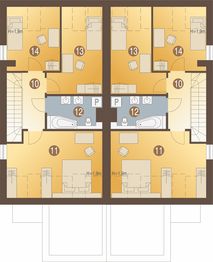 Poddasze projektu - Azalia II z garażem 1-st. bliźniak [A-BL1]