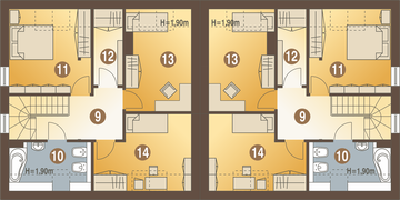 Poddasze projektu - Szczęśliwa z garażem 1-st. bliźniak [A-BL1]
