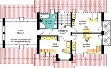 Poddasze projektu - BW-37 wariant 2 z lokalem