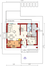 Projekt domu Logan II energo - rzut parteru, dom liczy 4 pokoje, 2 łazienki i wc