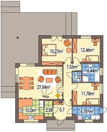 Parter projektu - Bella wersja A bez garażu paliwo stałe