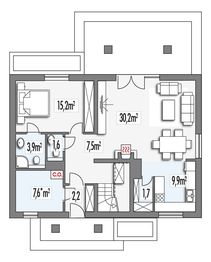 Parter projektu - Słoneczko 2 wersja A bez garażu paliwo stałe