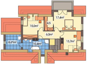 Poddasze projektu - Słoneczko 2 wersja B z pojedynczym garażem paliwo stałe