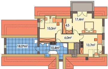 Poddasze projektu - Słoneczko 2 wersja C z podwójnym garażem paliwo stałe