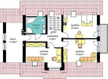 Poddasze projektu - BW-37 wariant 1 z lokalem