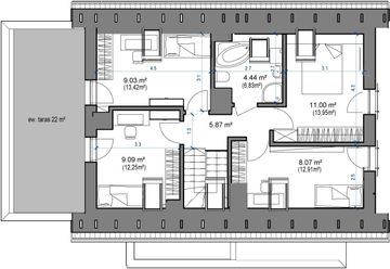 Poddasze projektu - Domidea 60 G - 6 pokojowy