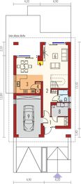 Projekt domu Riko G1 energo - rzut parteru, dom liczy 4 pokoje, 3 łazienki i wc