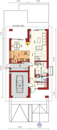 Projekt domu Riko II G1 energo - rzut parteru, dom liczy 4 pokoje, 3 łazienki i wc